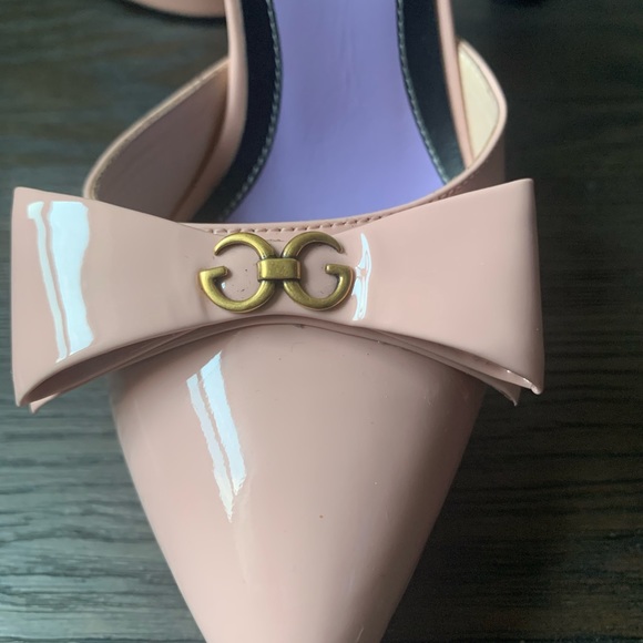 GUCCI Patent Crystal GG Bow Sadie Spike Ankle Strap d'Orsay Platform High Heel P - Picture 9 of 14